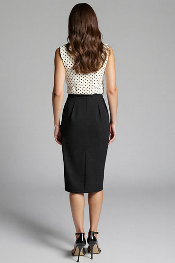 Polka Dots Sheath Black Midi Dress